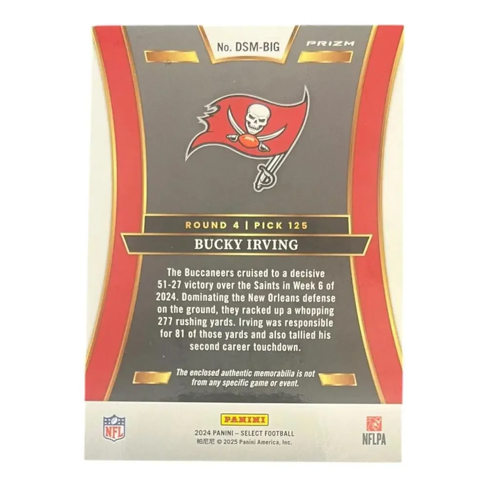 2024 Panini Select - Draft Selection Patch Bucky Irving #DSM-BIG Red Prizm (RC)